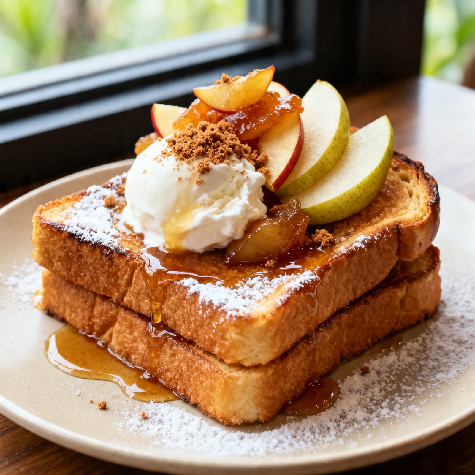 Apple-pear French toast stack